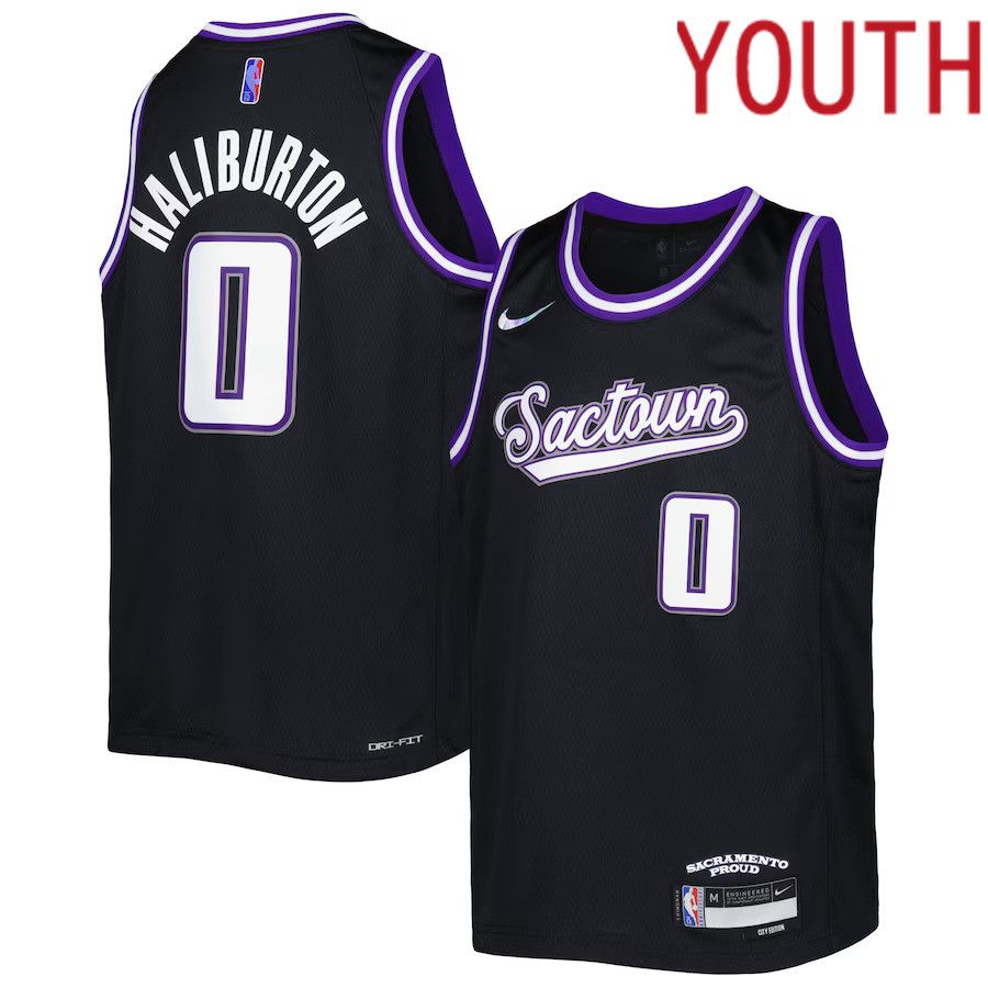Youth Sacramento Kings #0 Tyrese Haliburton Nike Black City Edition Swingman NBA Jersey->youth nba jersey->Youth Jersey